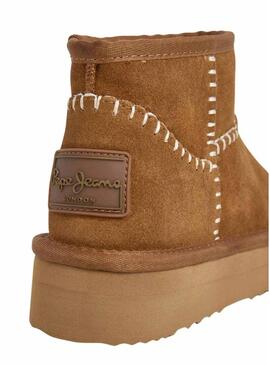Stivali Pepe Jeans Dissy Etnic con piattaforma color cammello per donna