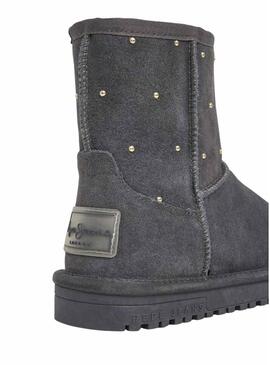 Stivaletti Pepe Jeans Diss Studs in camoscio grigio con borchie per donna.