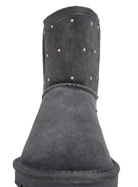 Stivaletti Pepe Jeans Diss Studs in camoscio grigio con borchie per donna.