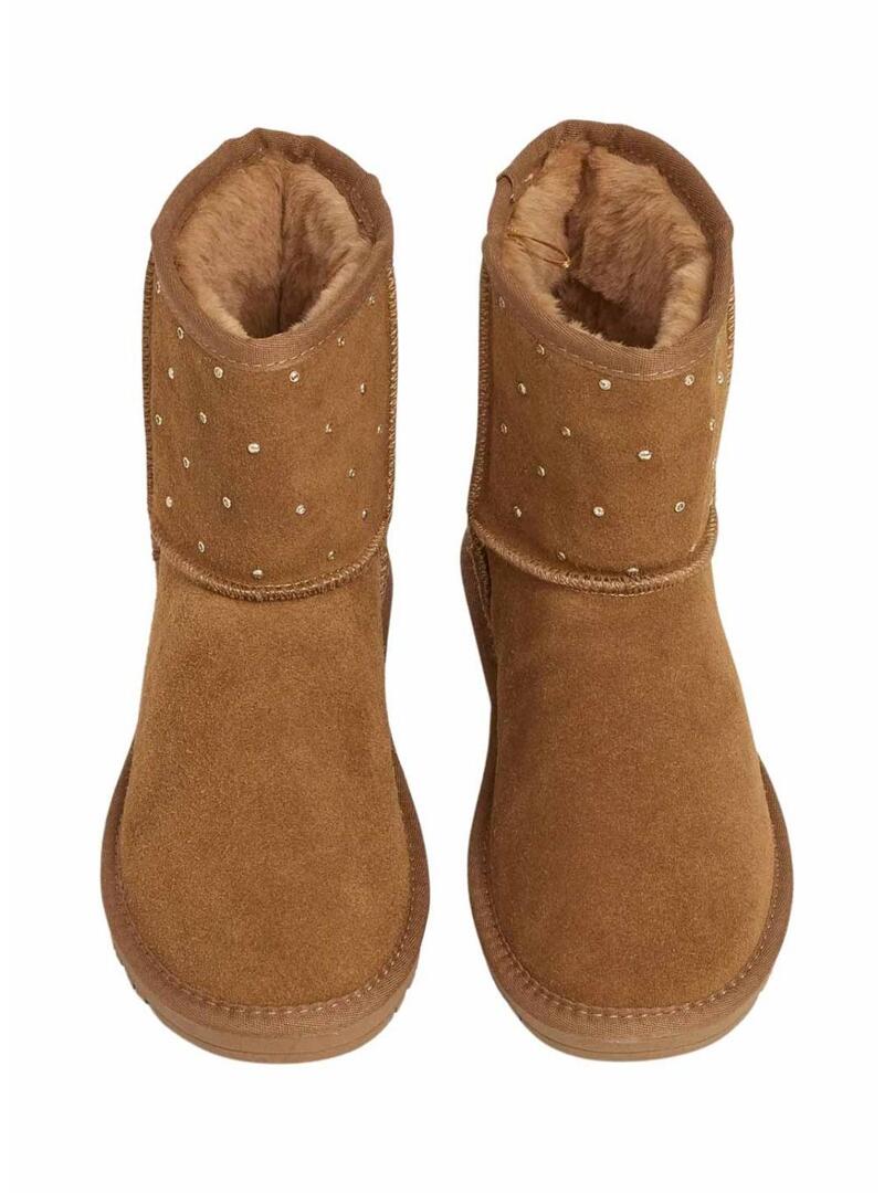 Stivali da donna Pepe Jeans Diss West in camoscio con borchie color cammello.