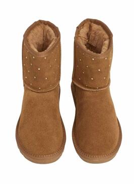 Stivali da donna Pepe Jeans Diss West in camoscio con borchie color cammello.