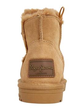 Stivaletti Pepe Jeans Diss Urban in camoscio con borchie color cammello per donna.
