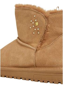 Stivaletti Pepe Jeans Diss Urban in camoscio con borchie color cammello per donna.