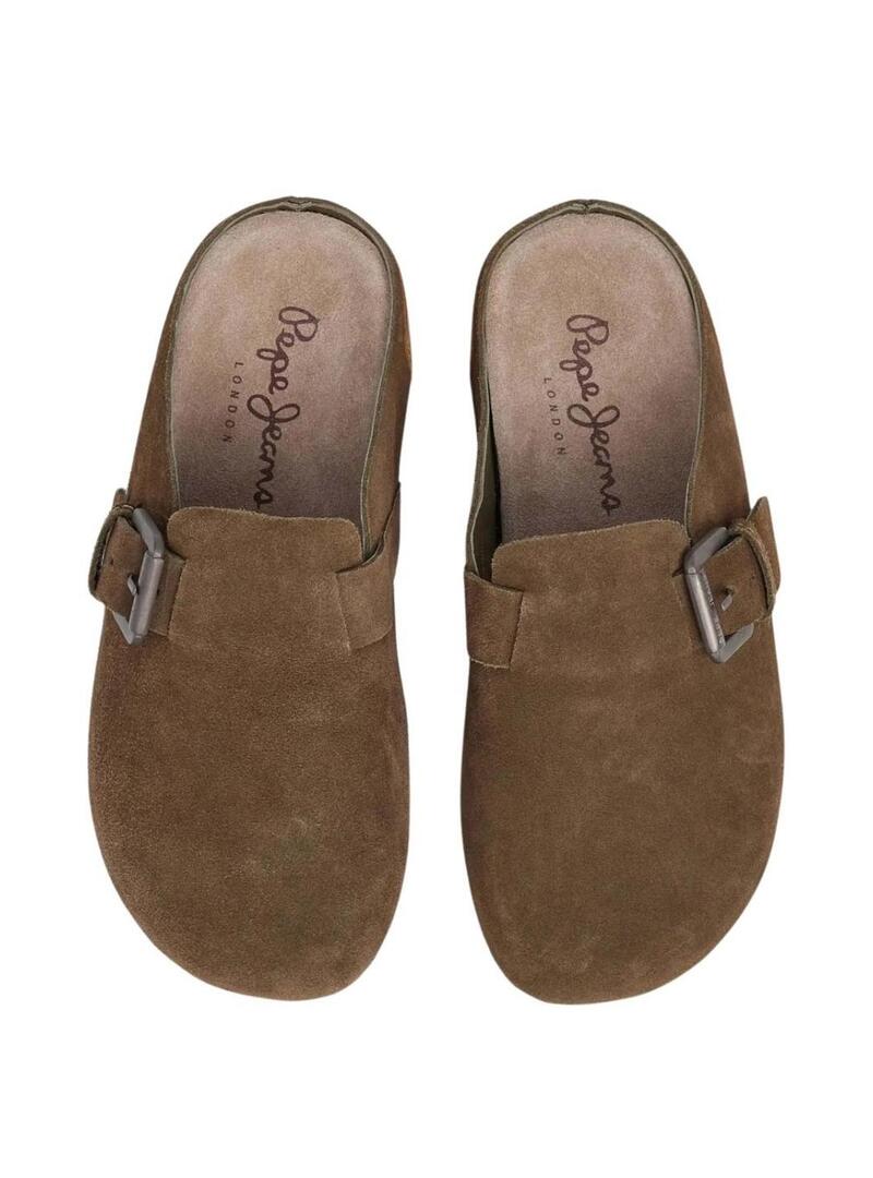 Zoccoli Pepe Jeans Corby in camoscio verde per donna