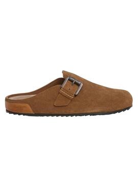 Zoccoli Pepe Jeans Corby in camoscio color cammello per donna