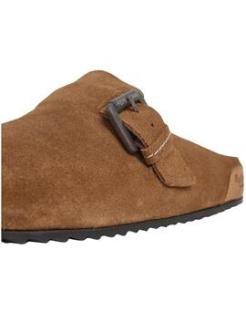 Zoccoli Pepe Jeans Corby in camoscio color cammello per donna