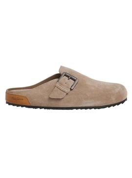 Zoccoli Pepe Jeans Corby in camoscio beige per donna.
