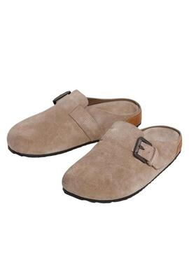 Zoccoli Pepe Jeans Corby in camoscio beige per donna.