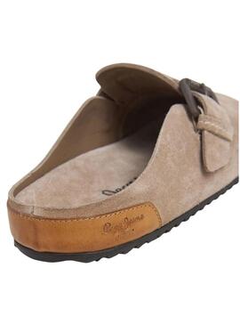 Zoccoli Pepe Jeans Corby in camoscio beige per donna.