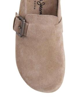 Zoccoli Pepe Jeans Corby in camoscio beige per donna.