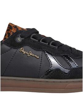 Scarpe da ginnastica Pepe Jeans Ball nere con dettagli leopardati per donna
