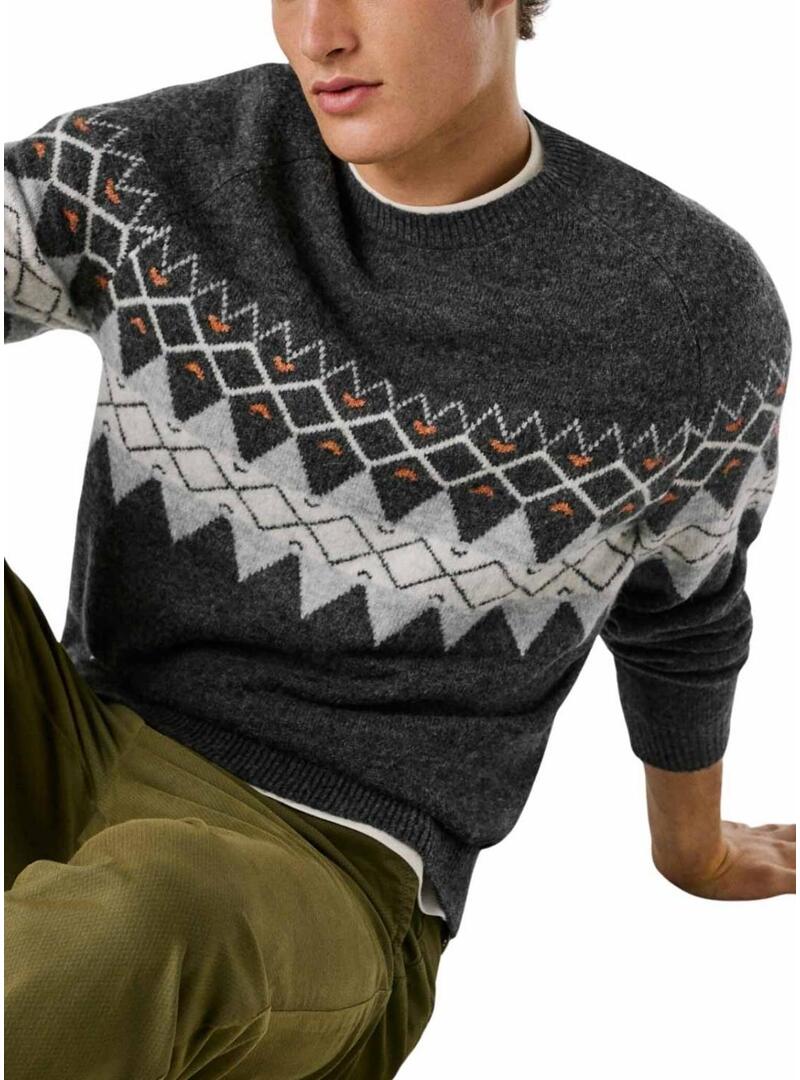 Maglia Pepe Jeans Presley con greche grigie per uomo