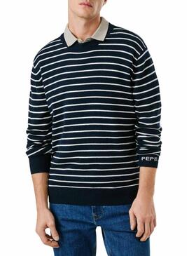 Maglia a righe blu marino Pepe Jeans Andre per uomo