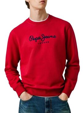 Felpa Pepe Jeans Macbeth con logo, collo tondo, rosso, per uomo.