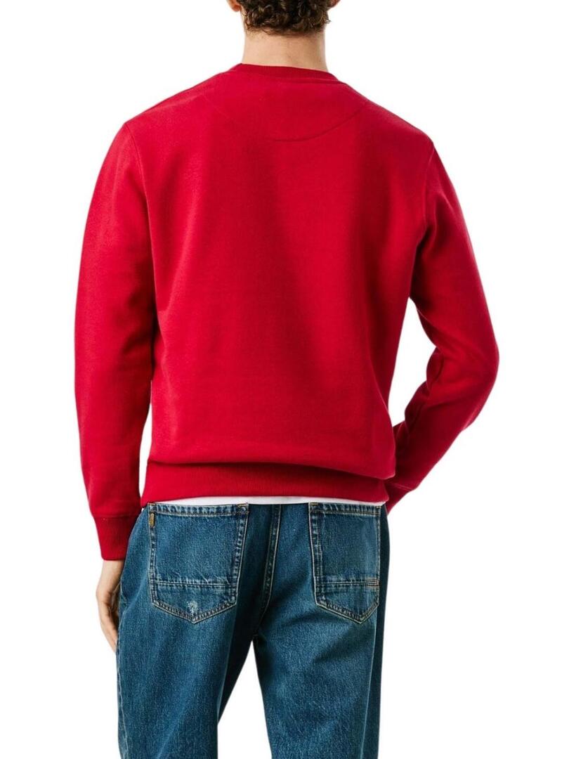 Felpa Pepe Jeans Macbeth con logo, collo tondo, rosso, per uomo.