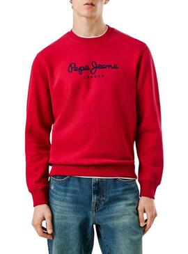 Felpa Pepe Jeans Macbeth con logo, collo tondo, rosso, per uomo.
