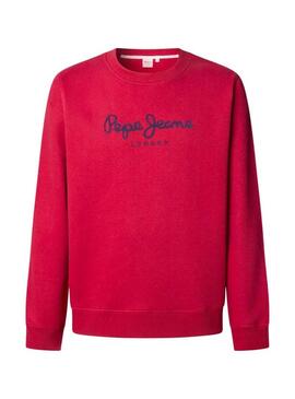 Felpa Pepe Jeans Macbeth con logo, collo tondo, rosso, per uomo.
