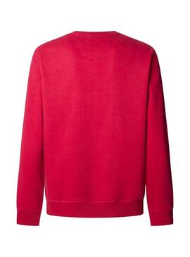 Felpa Pepe Jeans Macbeth con logo, collo tondo, rosso, per uomo.