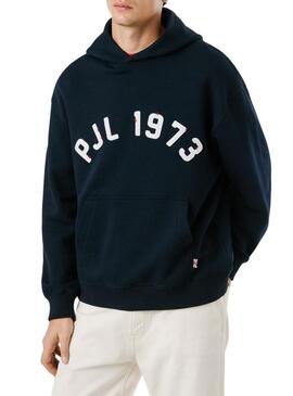 Felpa Pepe Jeans Maverick blu navy con cappuccio per uomo