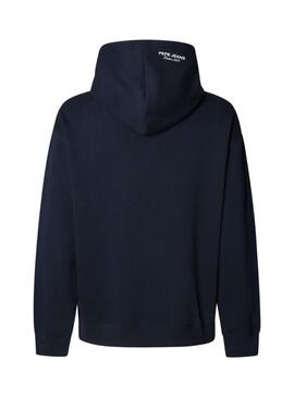 Felpa Pepe Jeans Maverick blu navy con cappuccio per uomo
