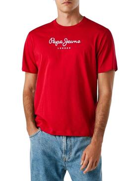 Maglietta Pepe Jeans Eggo rossa con logo per uomo