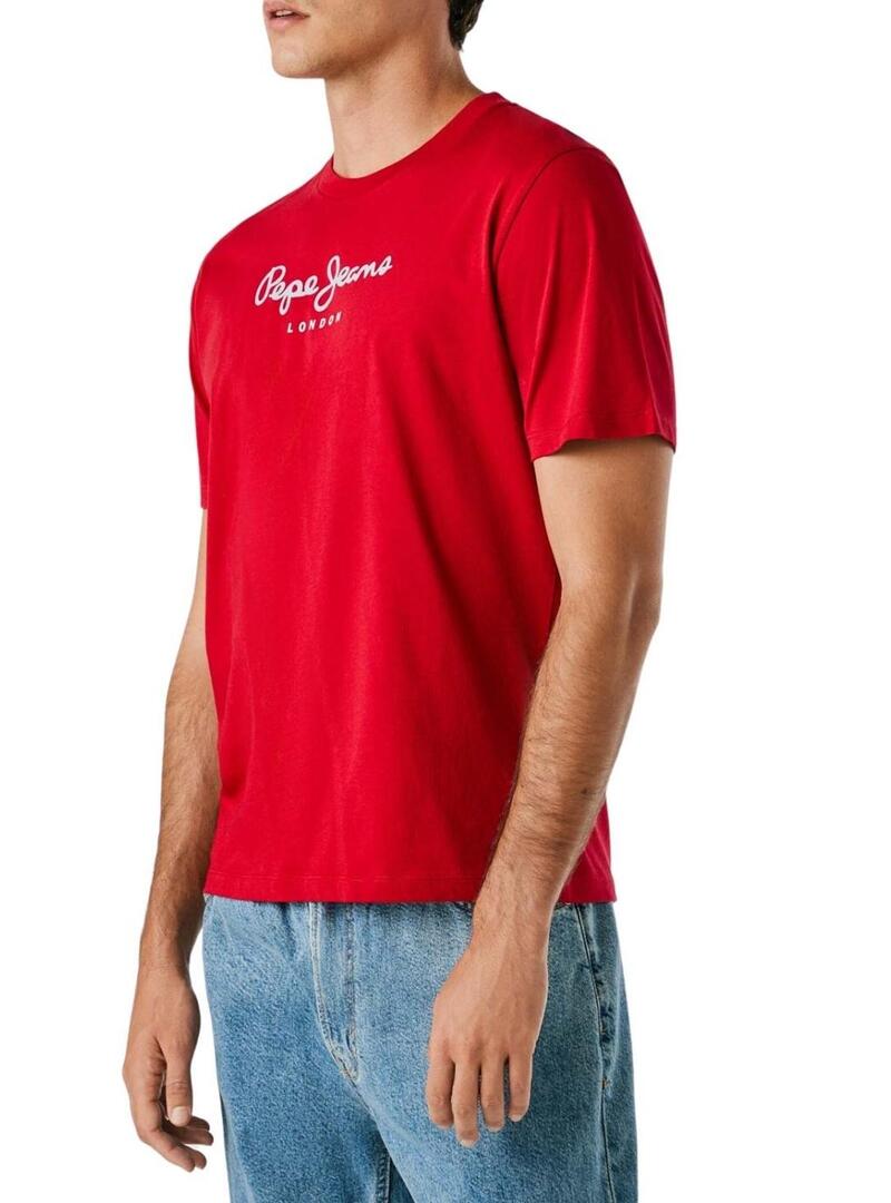 Maglietta Pepe Jeans Eggo rossa con logo per uomo