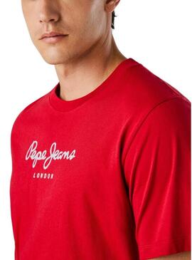 Maglietta Pepe Jeans Eggo rossa con logo per uomo