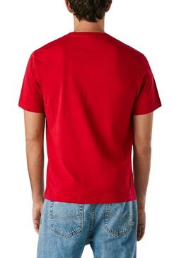 Maglietta Pepe Jeans Eggo rossa con logo per uomo