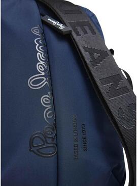 Borsa Pepe Jeans Wayne reporter con logo blu marino per uomo