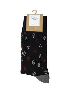 Pacco di 3 paia di calzini Pepe Jeans Xmas Tree neri per uomo.
