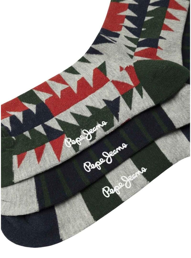 Pacco 3 paia di calze Pepe Jeans Geo Tree per uomo