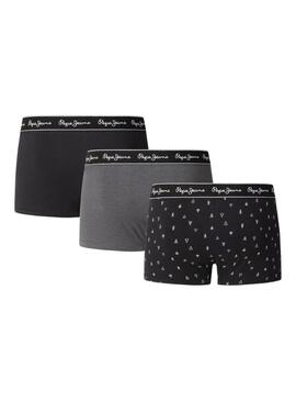 Confezione da 3 boxer Pepe Jeans albero di Natale neri per uomo.