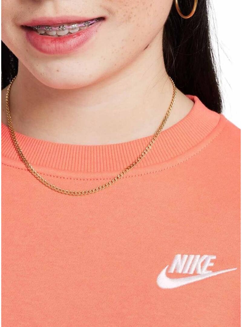 Felpa Nike Club Fleece arancione per ragazza