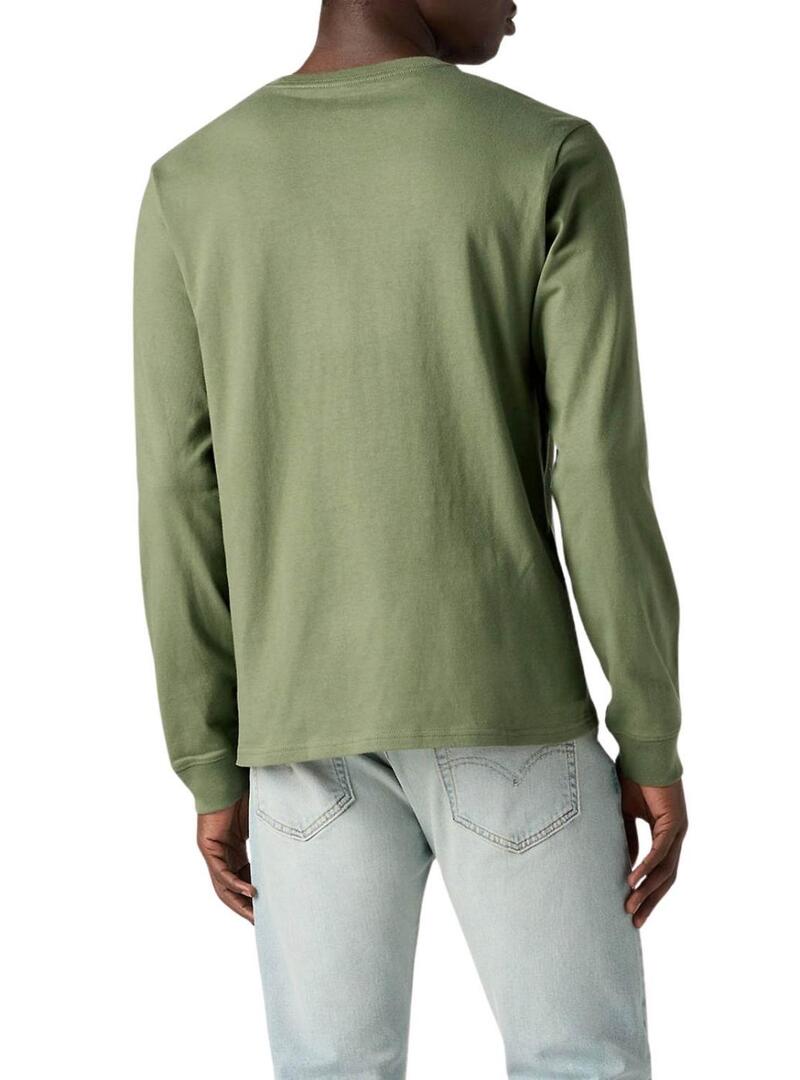 Maglietta Levis Original Housemark verde a maniche lunghe per uomo
