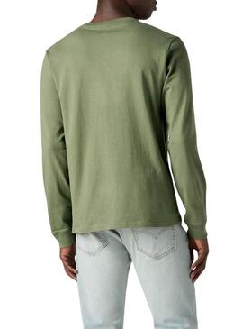 Maglietta Levis Original Housemark verde a maniche lunghe per uomo