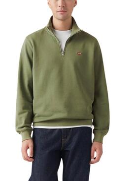 Felpa Levis Original Housemark a mezza zip verde per uomo