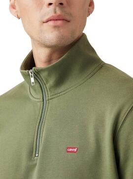 Felpa Levis Original Housemark a mezza zip verde per uomo