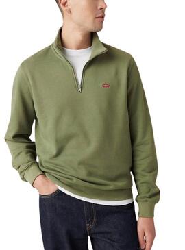 Felpa Levis Original Housemark a mezza zip verde per uomo