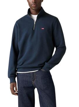 Felpa Levis Original Housemark a mezza zip blu scuro per uomo