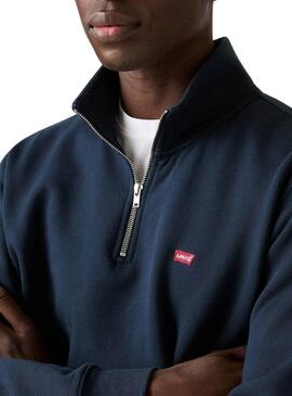Felpa Levis Original Housemark a mezza zip blu scuro per uomo