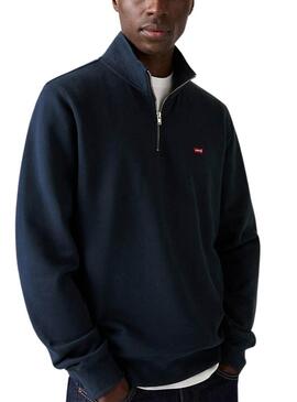 Felpa Levis Original Housemark a mezza zip blu scuro per uomo