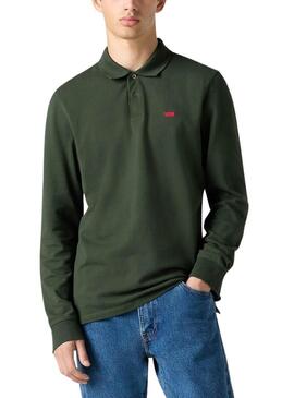 Maglia slim a maniche lunghe verde con marchio Levis Housemark per uomo