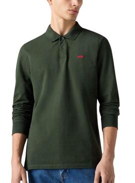 Maglia slim a maniche lunghe verde con marchio Levis Housemark per uomo