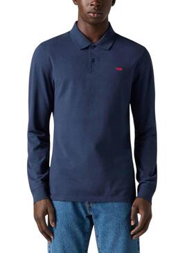 Maglia a manica lunga slim fit con logo Levis Housemark blu navy per uomo.
