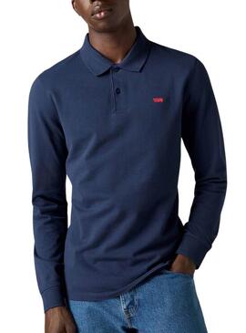 Maglia a manica lunga slim fit con logo Levis Housemark blu navy per uomo.
