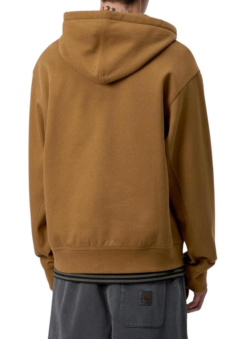 Felpa Carhartt con zip marrone per uomo.