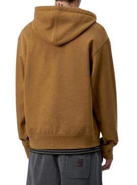 Felpa Carhartt con zip marrone per uomo.
