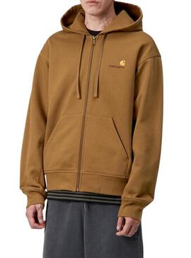Felpa Carhartt con zip marrone per uomo.