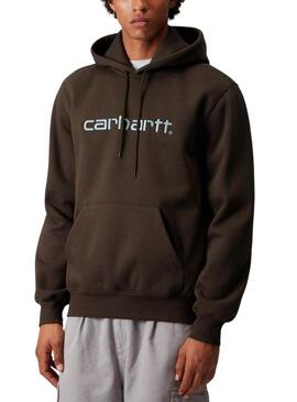 Felpa Carhartt con logo e cappuccio marrone per uomo