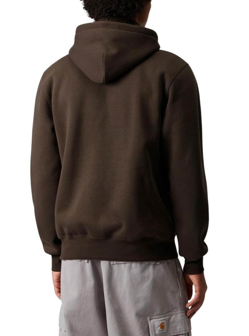 Felpa Carhartt con logo e cappuccio marrone per uomo